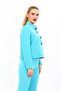 Oval Stand Collar Short Jacket-Turquoise - 6