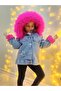 Girl's Fur Detail Hooded Welsoft Lined Jacket Coat - 3