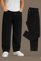 Men's Black Blue Baggy Fit Non-Lycra Comfortable Cut Jeans