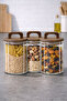 3-Piece Glass Jar Set 950 ml – Wooden Lid, Airtight, Food Storage Jar - 3
