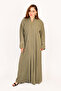 Khaki Green Abaya Women – Stone Lace Detailing