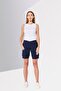 Women Brand Logo Cargo Shorts, Navy - 2