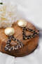 Vip Leopard Pattern Textured Plate Earrings Half Ball Steel Tip Metal Earrings 6cm - 6