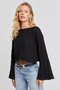 Women's Black Spanish Sleeve a Lace-Like Knit Thin Knitwear Sweater Be329 - 2