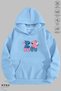 Unisex Hoodie Long Sleeve Stitch and Angel Love Printed Hooded Fleece-Lined Oversized Cotton Sweatshirt - 7