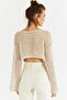 Women's Ecru Glitter Lace-Like Knit Knitwear Short Blouse Be322 - 6