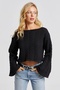 Women's Black Spanish Sleeve a Lace-Like Knit Thin Knitwear Sweater Be329 - 4