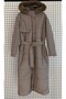 Fur Hooded Zippered Belted Puffer Coat