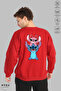 Unisex Long Sleeve Angel and Stitch Back Printed Crew Neck Hoodless Fleece-Lined Oversized Sweatshirt - 4