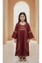 Girls Gold Embroidered Ramadan Kaftan Frock with Cross Body Pouch - 2