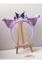 Glittery Purple Kuromi Children's Crown with Tulle Bow and Pompom Gift Children's Crown - 6
