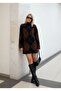 Women's diamond pattern Shoulder Pad piece Fleece-Lined striped knit mini dress
