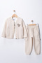 Boys' 100% Cotton 3-Piece Casual Sports Set Jacket T-Shirt Pants - 4