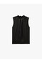 Tie-Up Detailed Vertical Ruffle Collar Sleeveless Shirt - 3
