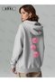 Small Pixel Cute Heart Printed Women's Gray Oversize Hooded Sweatshirt Hoodie - 4