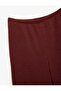 Elastic Waist Textured Wide Leg Burgundy Girls' Trousers 6Wkg40161Ak - 3