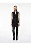 Double-Breasted Collar Belt Detailed Sleeveless Mini Black Women's Dress 6Wak80070Uw - 3