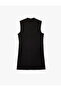 Double-Breasted Collar Belt Detailed Sleeveless Mini Black Women's Dress 6Wak80070Uw - 5