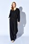 Women's Black Collar Zippered Stitching Detailed Thessaloniki Suit