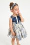 Girl's Evening Dress Ball Gown & Special Occasion Gold Piping and Floral Detail Jacquard with Gift Crown