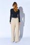 Women's Beige Inside-Waisted Wide-Leg Wool Effect Trousers - 7