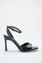 Women's Black Patent Leather Ankle Strap Heeled Shoes - 6
