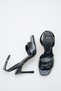Women's Black Patent Leather Ankle Strap Heeled Shoes - 4