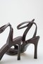 Women's Chocolate Brown Patent Ankle-Tie Heeled Shoes - 5