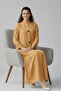 Ribbed Pattern Round Neck Breatable Modest Long Sleeve Elegant Pull Over Abaya Dress For Women's - 5