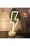 مصباح نيون أبيض دافئ على شكل برق، 31 × 11 سم - مصباح ليلي LED يعمل بمنفذ USB/بطارية - 2