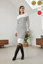 Women's White Striped Stretchy Knit Slim Pencil Dress