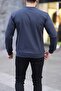 Smoked Crew Neck Basic Men's Sweatshirt - 3