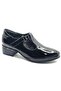Tinggy Genuine Leather Comfort Orthopedic Women's Heeled Shoes Black-Patterned Leather - 3