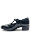 Tinggy Genuine Leather Comfort Orthopedic Women's Heeled Shoes Black-Patterned Leather - 4