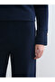 Navy Blue Women's Wide Leg Sweatpants with Elastic Waist - 4