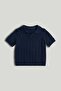 Navy Knitted Polo Shirt