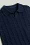 Navy Knitted Polo Shirt - 2