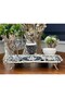 6-Piece Footed Presentation Tray & Baton Cake & Pastry Serving Steel Tray Cast Full Silver 32 cm