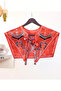 Luxury Equestrian Themed Shoulder Shawl with Orange Chain and Belt Pattern |   Equestrian Style Scarf Collar
