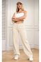 Women's Beige High Waist 100% Cotton Women's Jeans - 3
