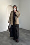Women's Winter Plaid Skirt Brown Khaki - 6