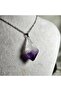 Amethyst Natural Stone Necklace -6- (Steel Chain) Handmade Design Products - 3