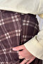 Women's Chiffon Lined Plaid Skirt Brown - 4