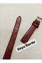 14 mm Compatible Watch Band - Bordo Color Plain Patternless Model, Silver Color Buckle - 2