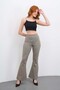 Women's Beige High Waist Flared Trousers - 3