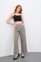 Women's Beige High Waist Wide Leg Palazzo Trousers - 7