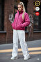 Women's Fuchsia Velvet Zip-Up Snap Button Jacket - 4
