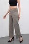 Women's Beige High Waist Pocketed Wide Leg Pants Palazzo Pants - 7