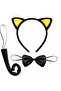 Yellow Eared Cat Costume Set – Crown Bow Tie Tail 3 Pieces Rsieg430-Cc84