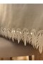 Handcrafted Dowry Lace Detailed Carefree Oval Tablecloth Stone Color - 7